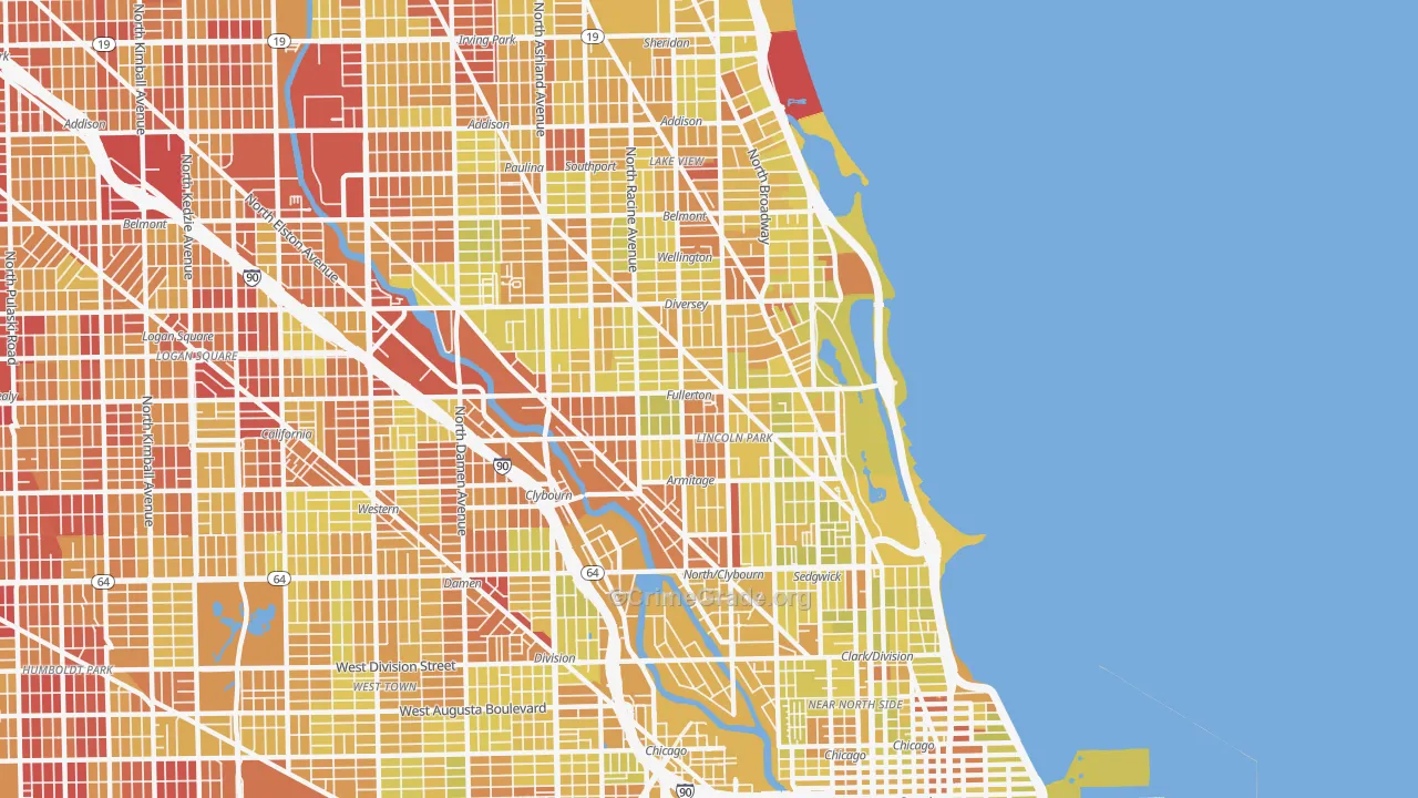 Lincoln Park, Chicago, IL Map of Vehicle Theft Rates