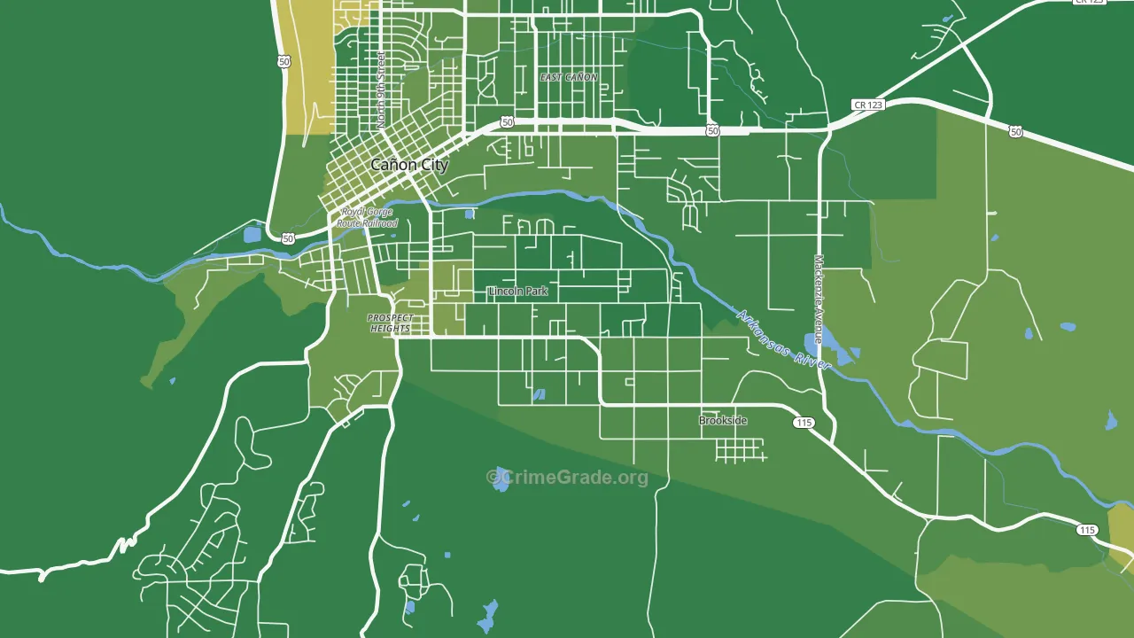 Lincoln Park, CO Map of Vehicle Theft Rates