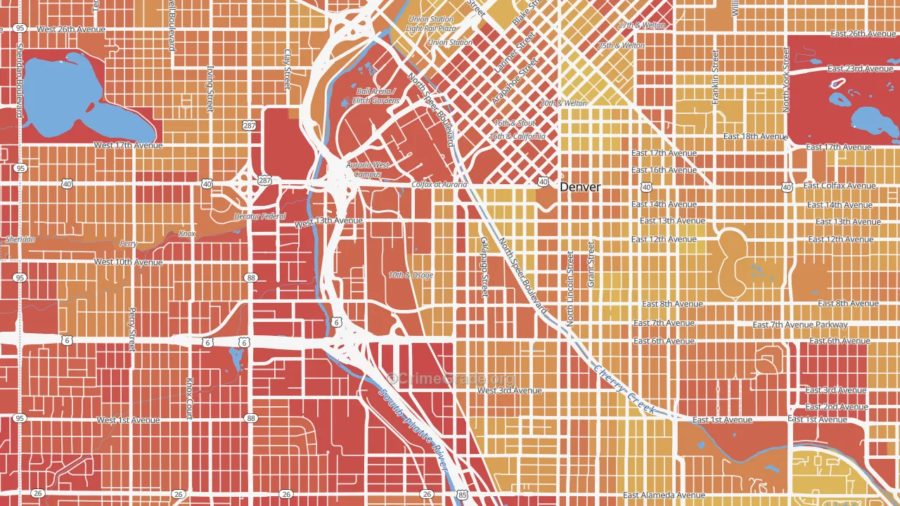 Lincoln Park, Denver, CO Map of Vehicle Theft Rates