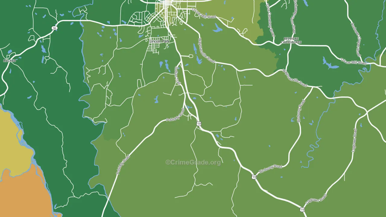 Lincoln Park, GA Map of Vehicle Theft Rates