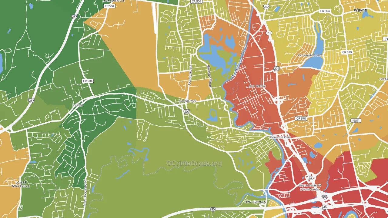 Lincoln Park, NJ Map of Vehicle Theft Rates