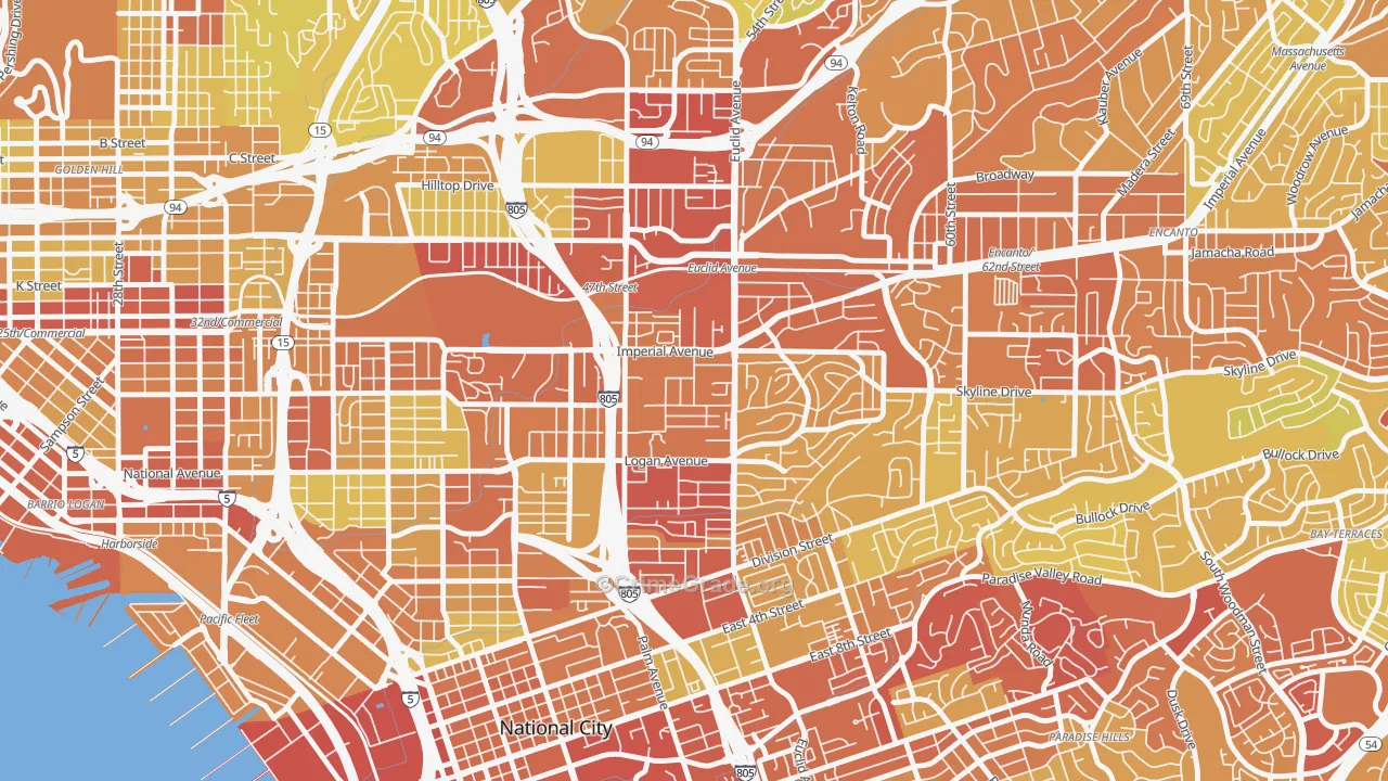 Lincoln Park, San Diego, CA Map of Vehicle Theft Rates