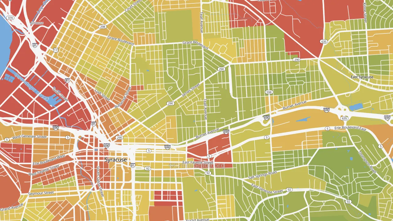 Lincoln Park-Syracuse, Syracuse, NY Map of Vehicle Theft Rates