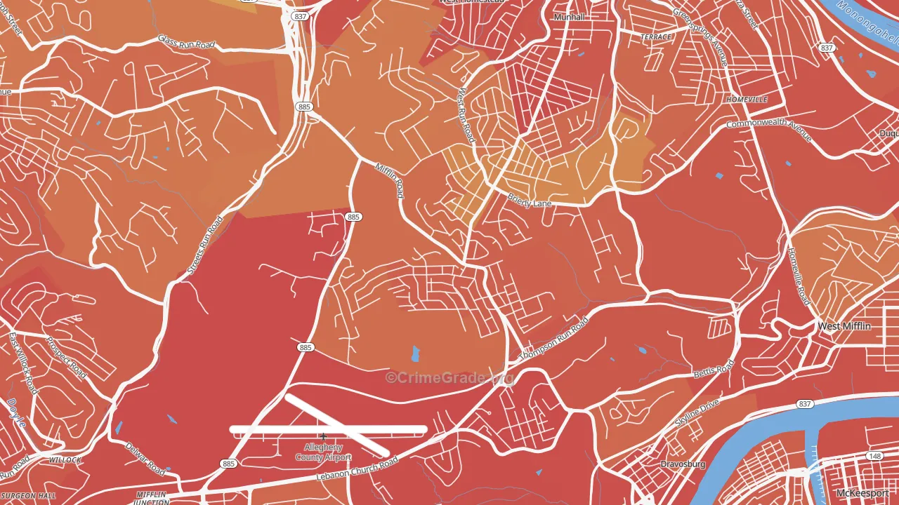 Lincoln Place, Pittsburgh, PA Map of Vehicle Theft Rates