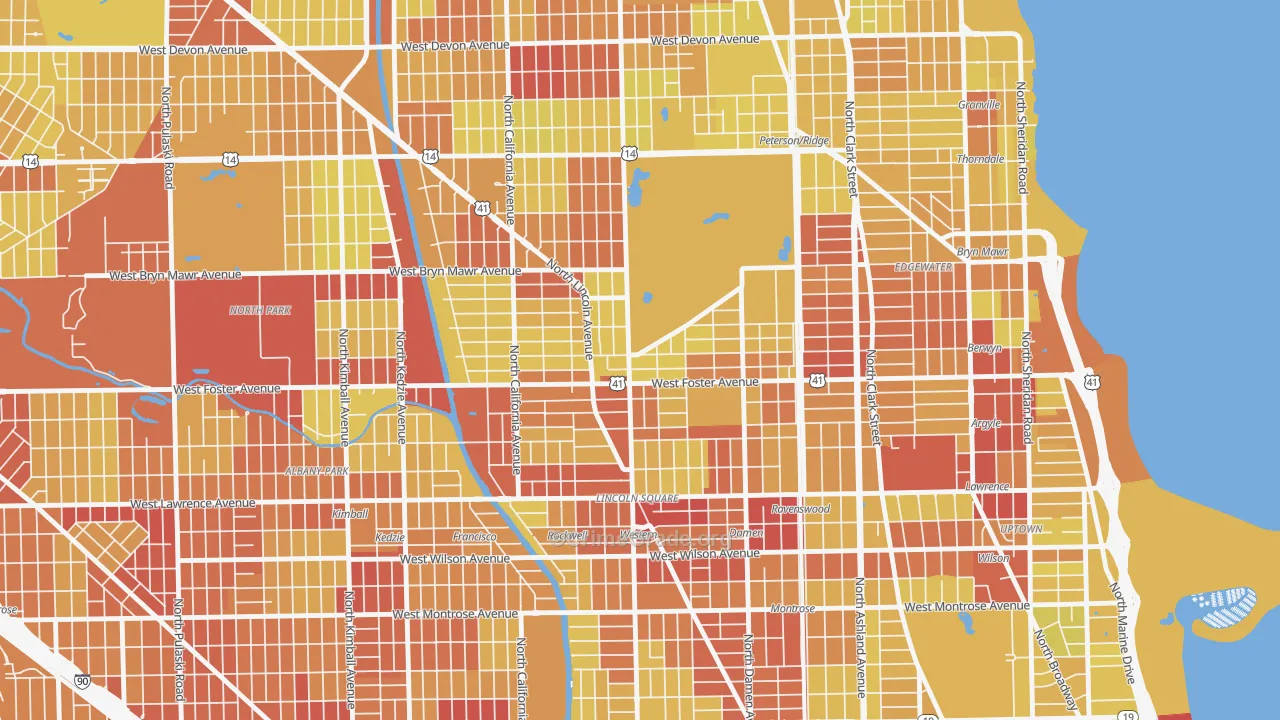 Lincoln Square, Chicago, IL Map of Vehicle Theft Rates