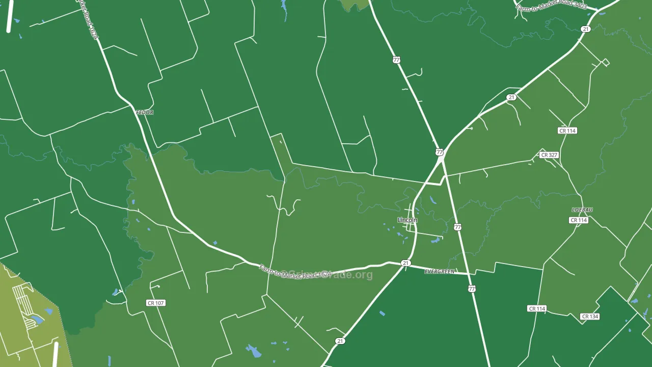 Lincoln, TX Map of Vehicle Theft Rates