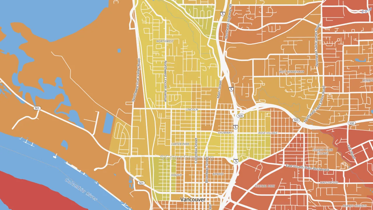 Lincoln, Vancouver, WA Map of Vehicle Theft Rates