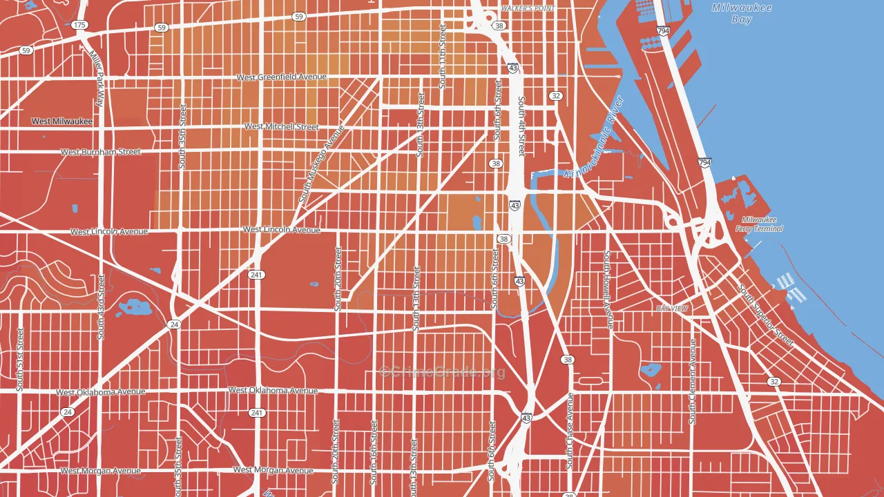Lincoln Village, Milwaukee, WI Map of Vehicle Theft Rates