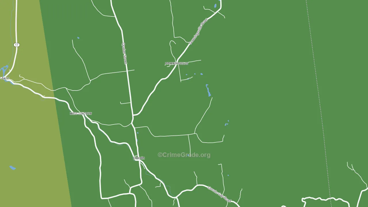 Lincoln, VT Map of Vehicle Theft Rates
