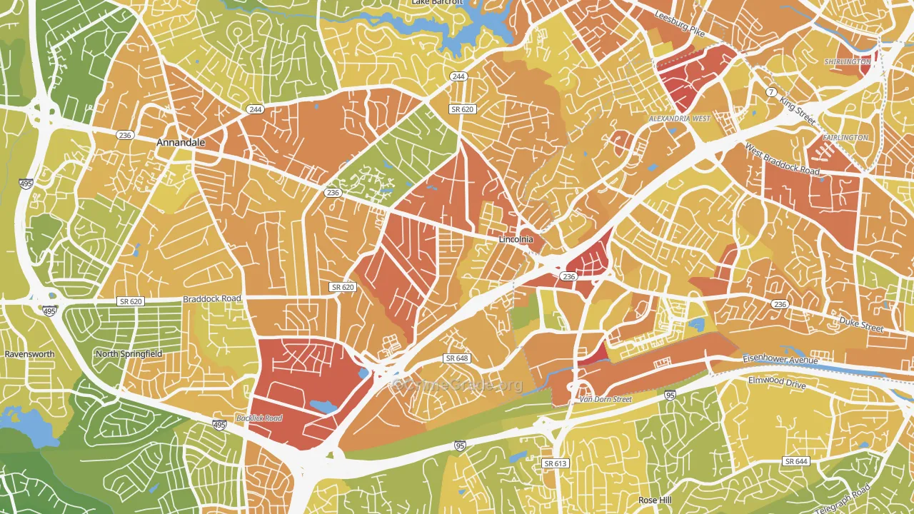 Lincolnia, VA Map of Vehicle Theft Rates
