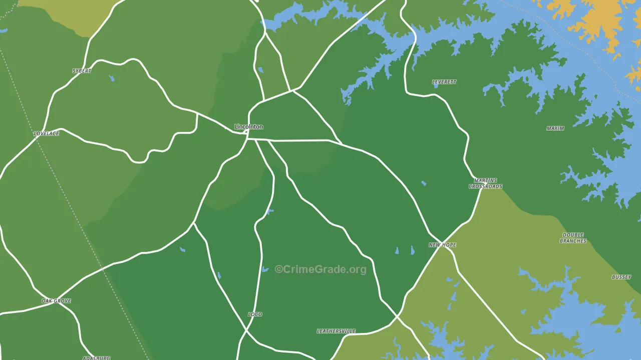 Lincolnton, GA Map of Vehicle Theft Rates