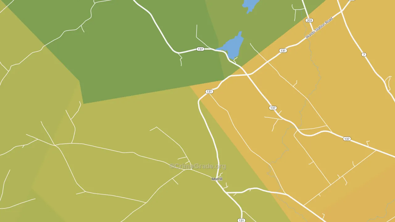 Lincolnville Center, ME Map of Vehicle Theft Rates