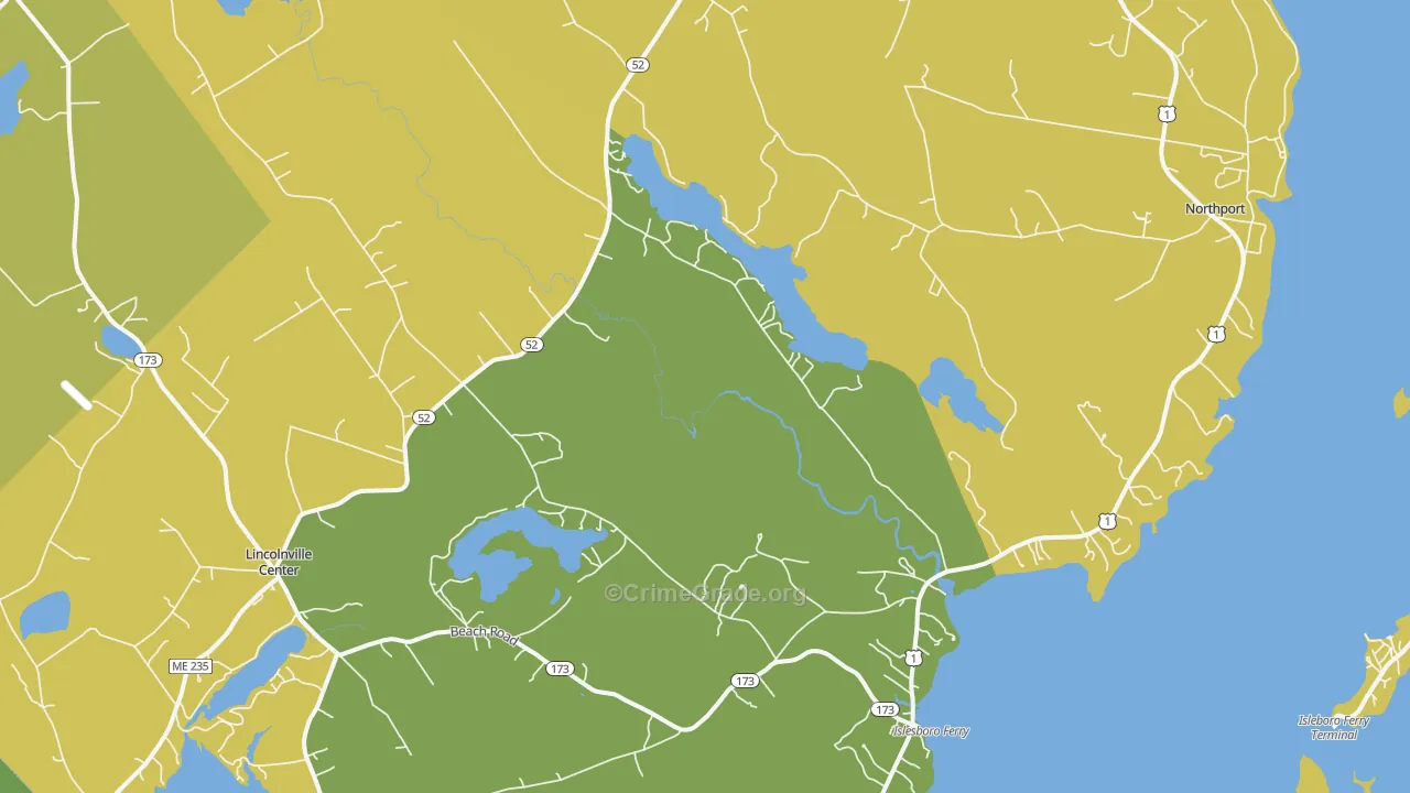 Lincolnville, ME Map of Vehicle Theft Rates