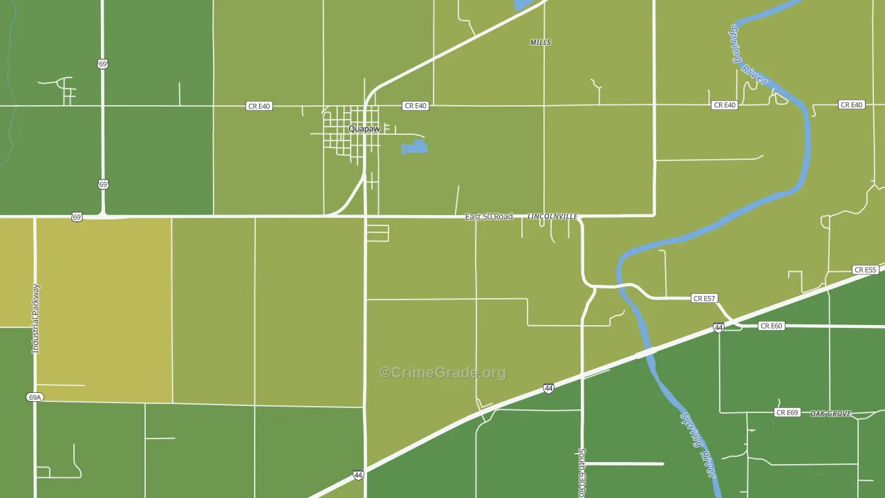 Lincolnville, OK Map of Vehicle Theft Rates