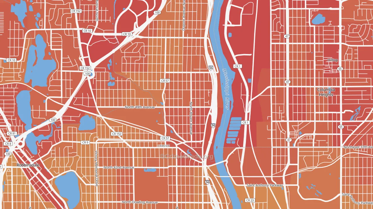 Lind-Bohanon, Minneapolis, MN Map of Vehicle Theft Rates