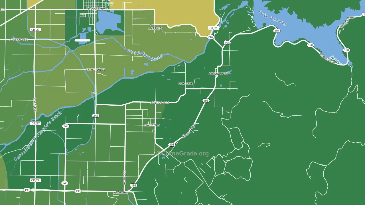 Lind Cove, CA Map of Vehicle Theft Rates