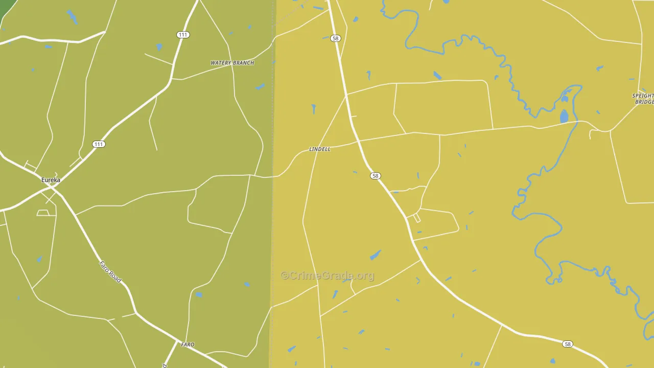 Lindell, NC Map of Vehicle Theft Rates
