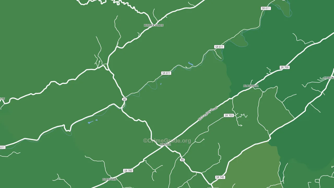 Lindell, VA Map of Vehicle Theft Rates