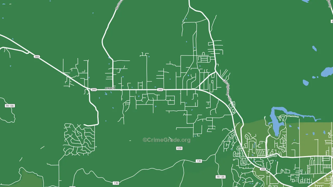 Linden, AZ Map of Vehicle Theft Rates