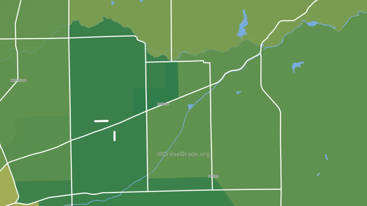 Linden, CA Map of Vehicle Theft Rates