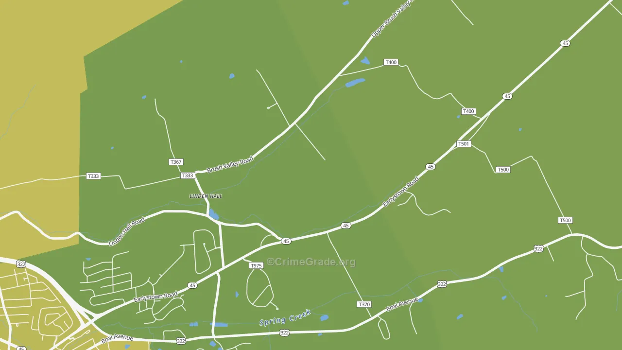 Linden Hall, PA Map of Vehicle Theft Rates