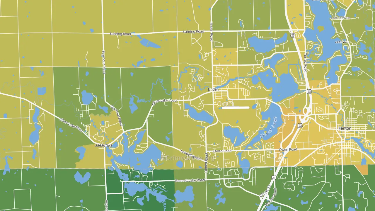 Linden, MI Map of Vehicle Theft Rates