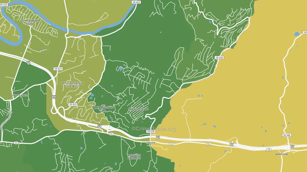 Linden, VA Map of Vehicle Theft Rates