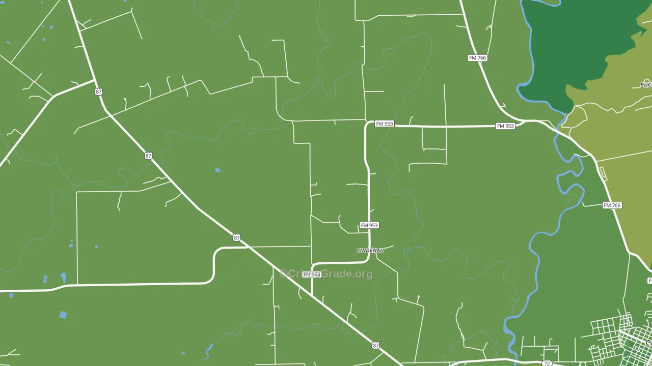 Lindenau, TX Map of Vehicle Theft Rates