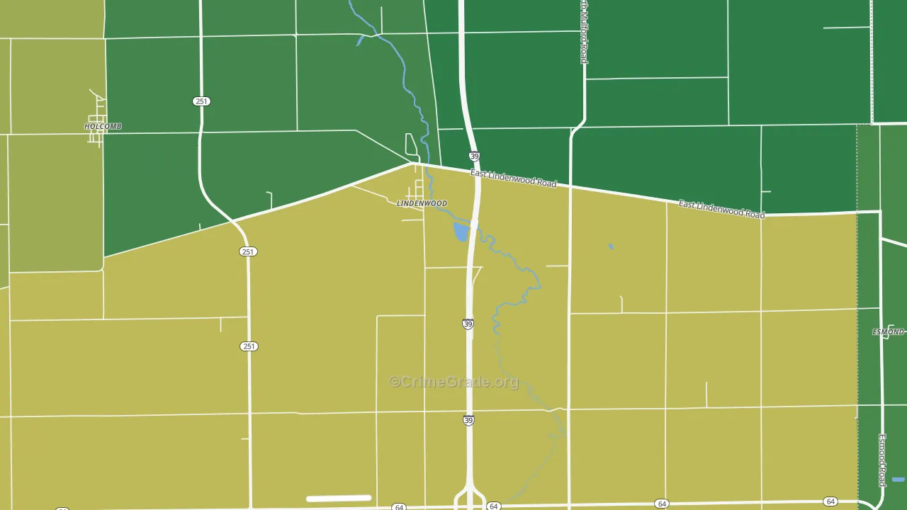 Lindenwood, IL Map of Vehicle Theft Rates
