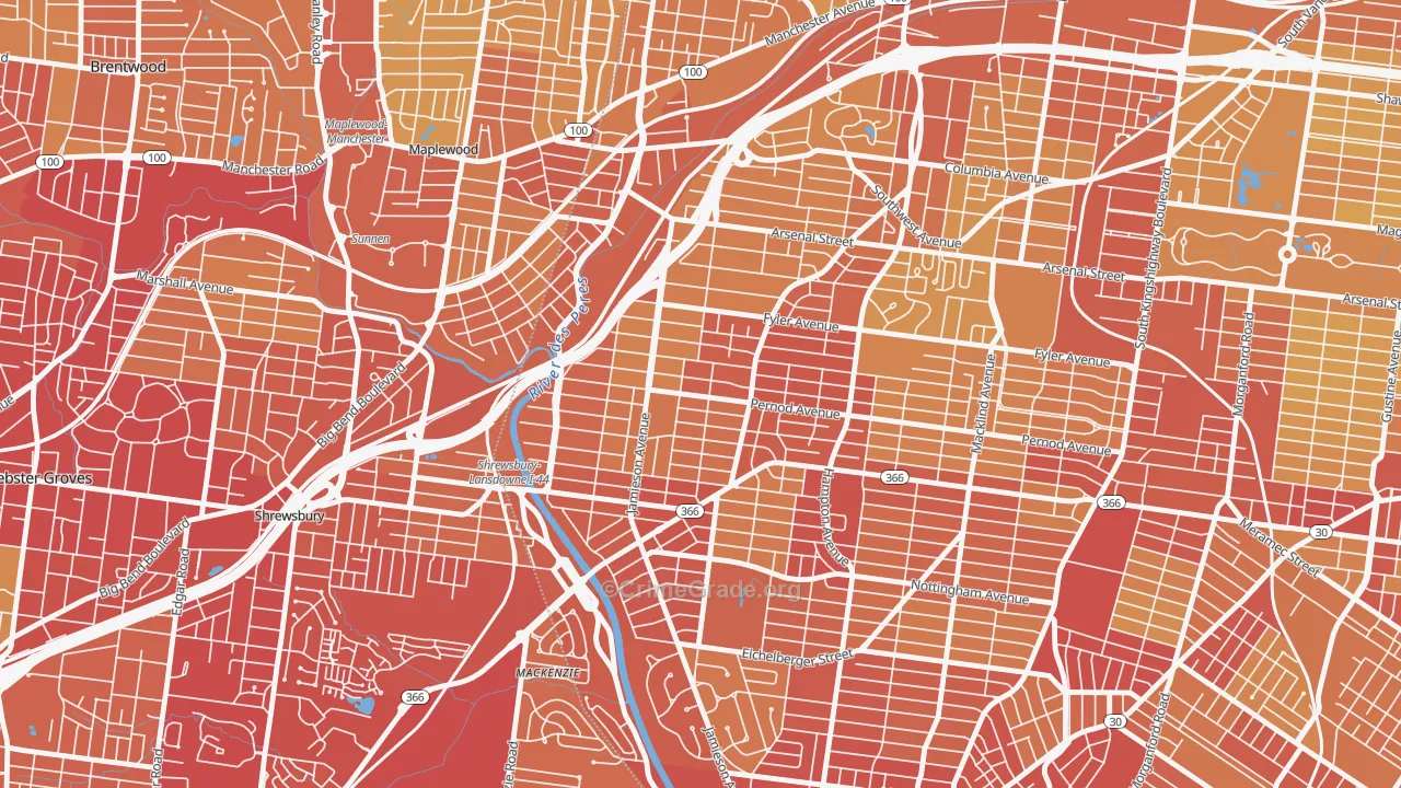 Lindenwood Park, St. Louis, MO Map of Vehicle Theft Rates
