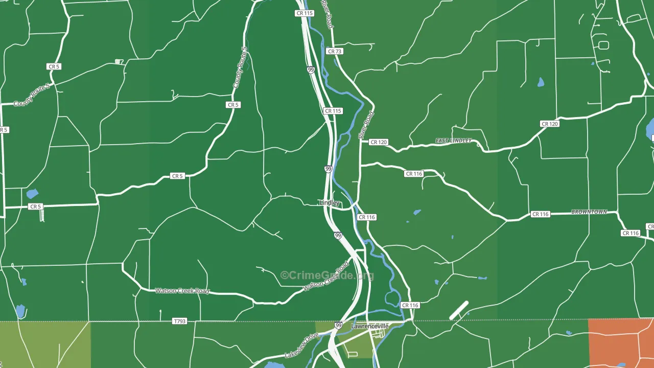 Lindley, NY Map of Vehicle Theft Rates