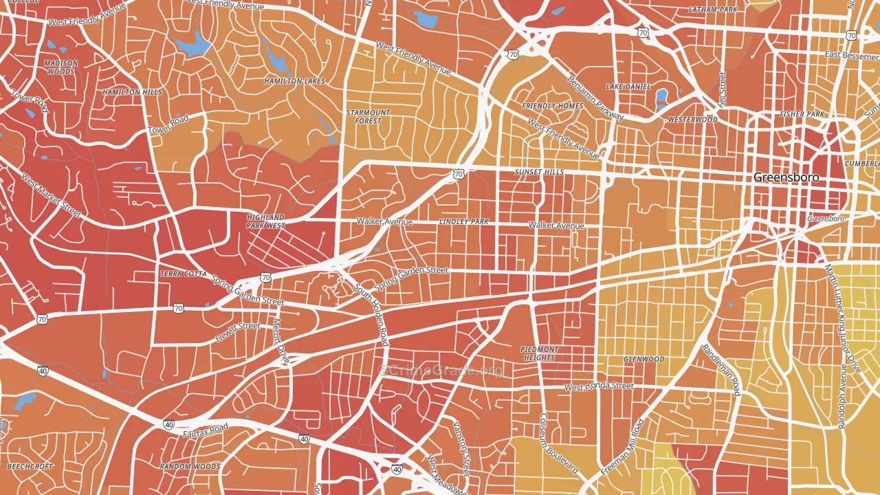 Lindley Park, Greensboro, NC Map of Vehicle Theft Rates