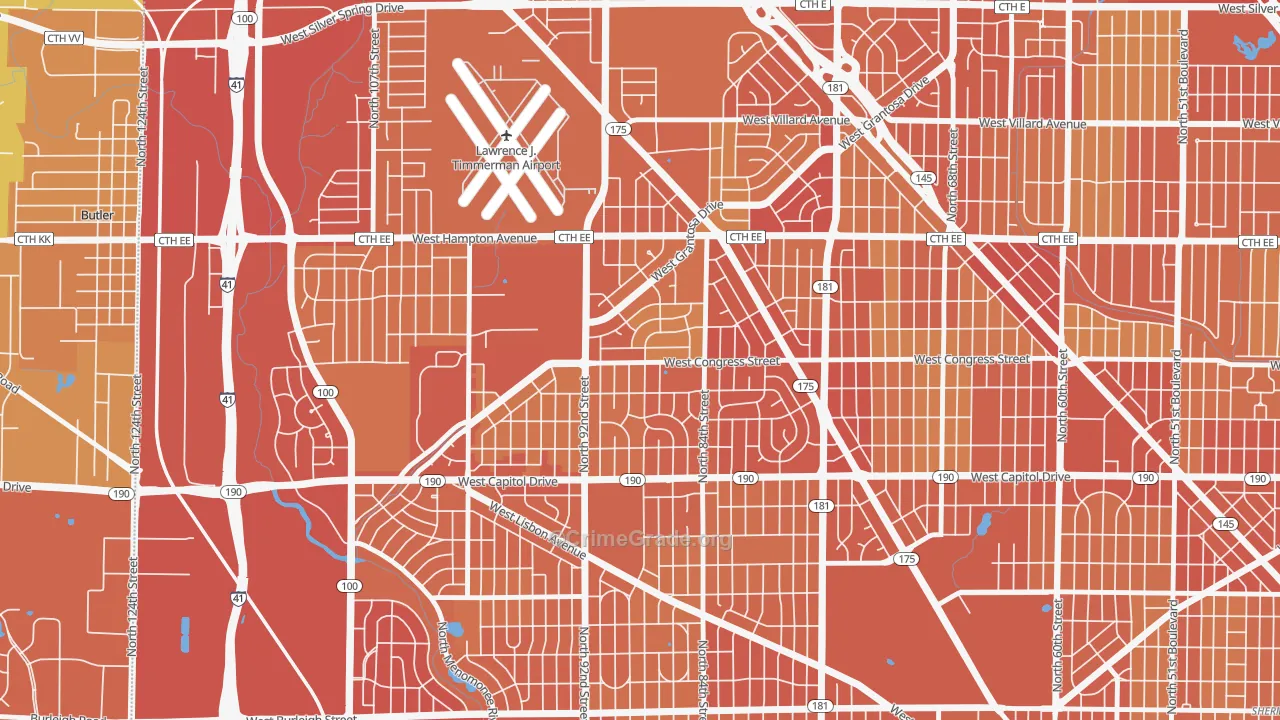 Lindsay Park, Milwaukee, WI Map of Vehicle Theft Rates