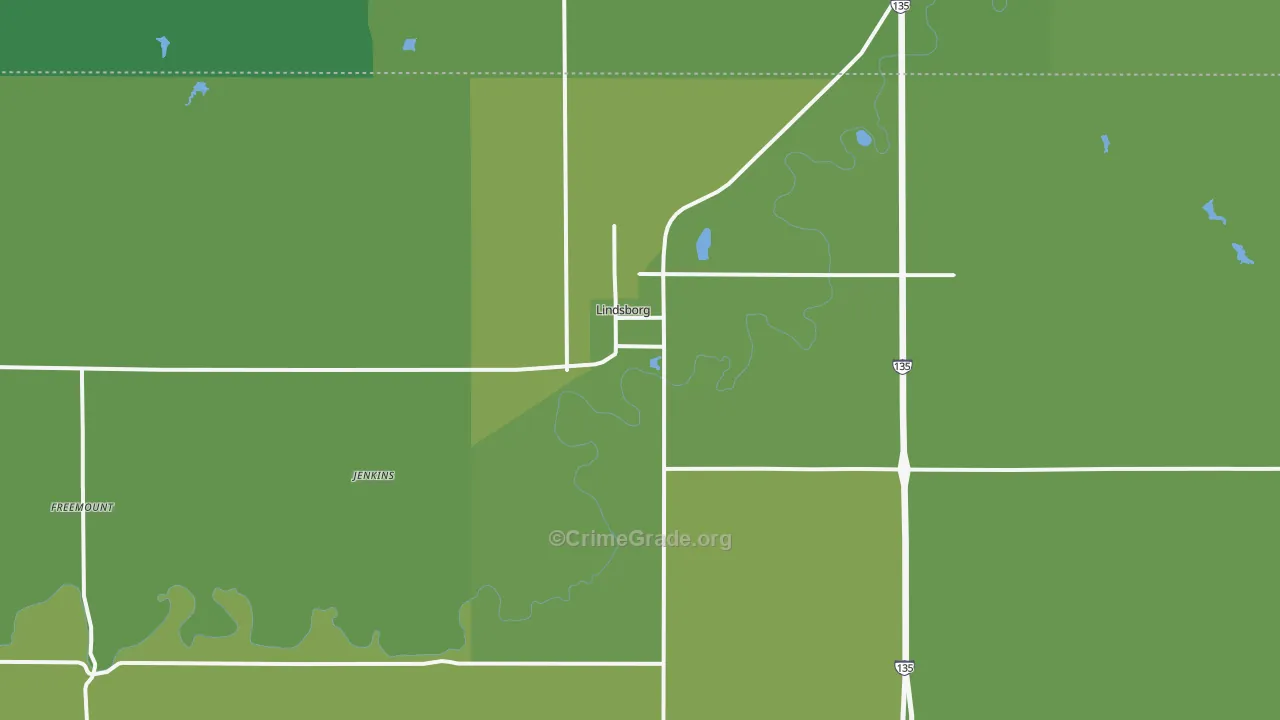 Lindsborg, KS Map of Vehicle Theft Rates