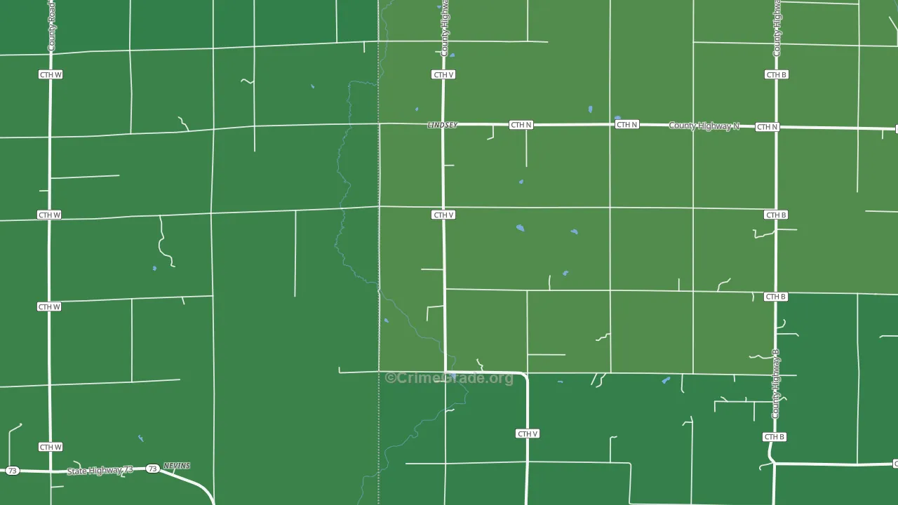 Lindsey, WI Map of Vehicle Theft Rates