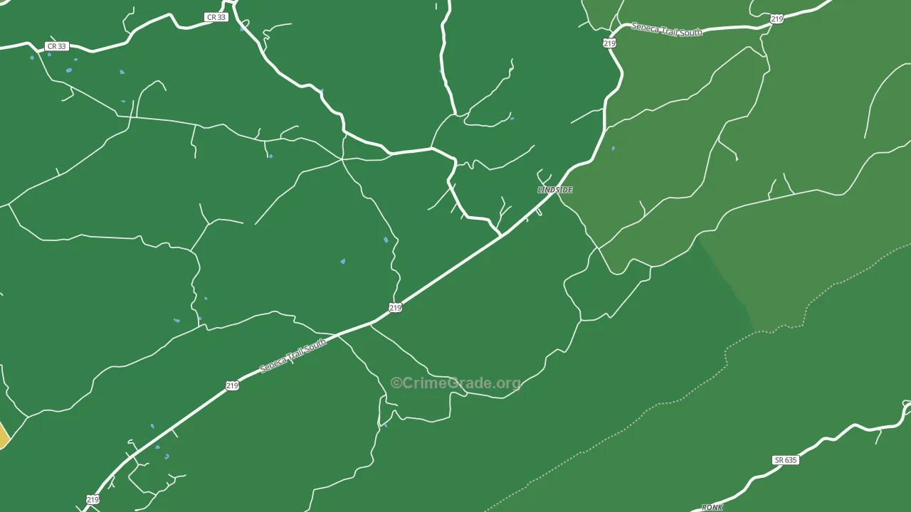 Lindside, WV Map of Vehicle Theft Rates