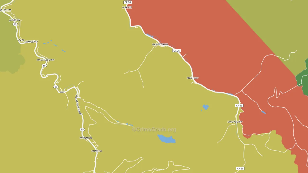 Lindytown, WV Map of Vehicle Theft Rates