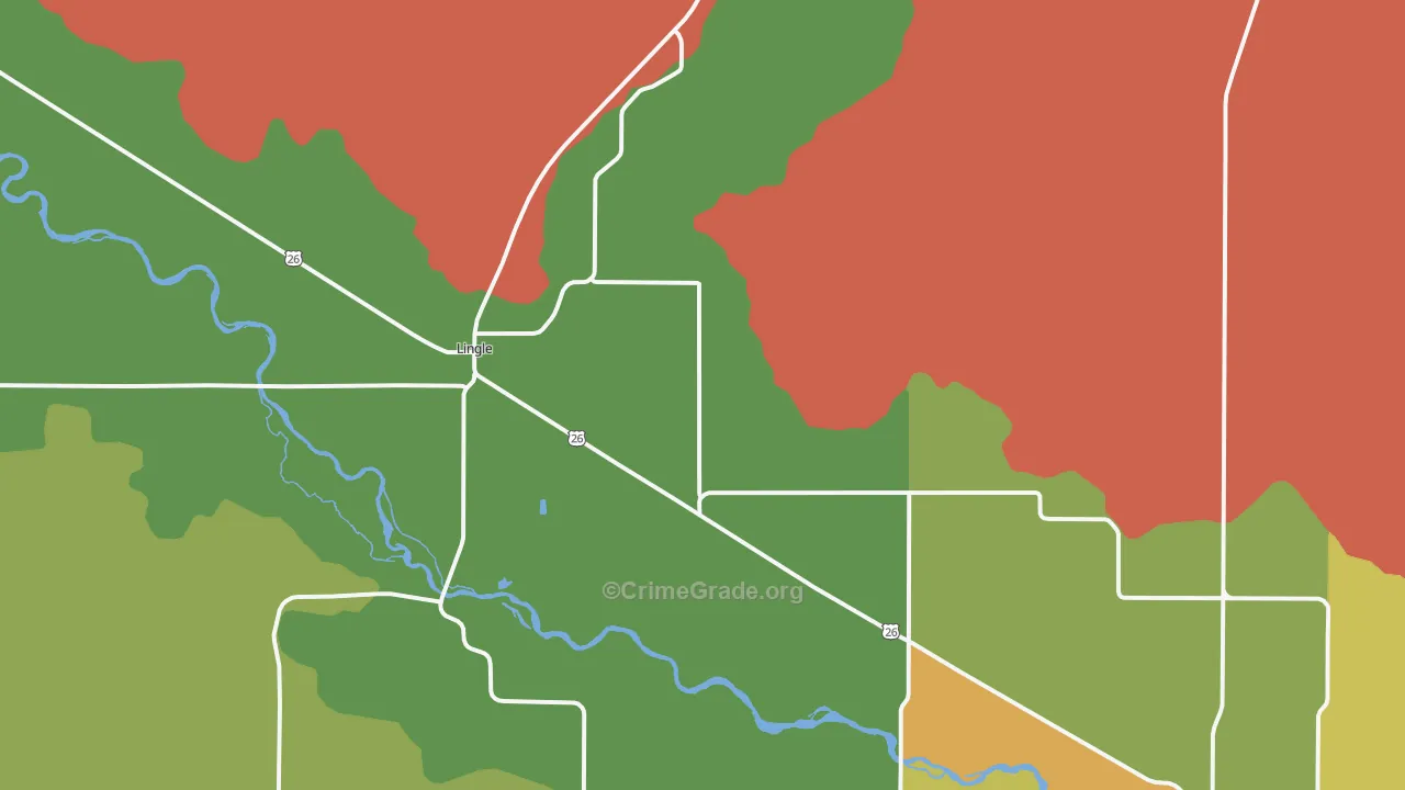 Lingle, WY Map of Vehicle Theft Rates