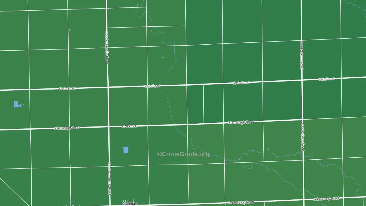 Linkville, MI Map of Vehicle Theft Rates