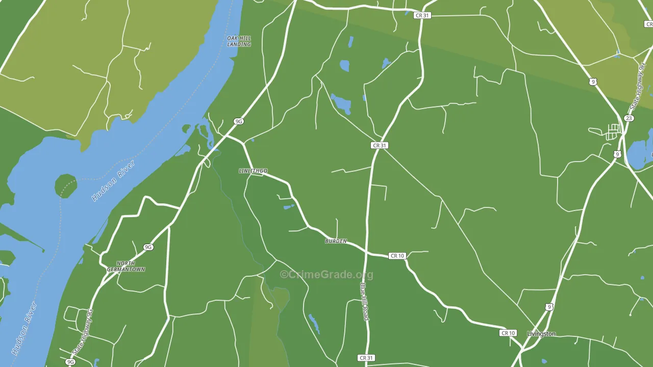 Linlithgo, NY Map of Vehicle Theft Rates