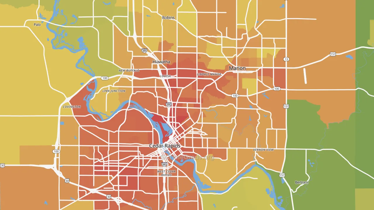 Linn County, IA Map of Vehicle Theft Rates