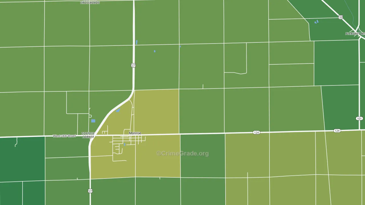 Linn Grove, IN Map of Vehicle Theft Rates