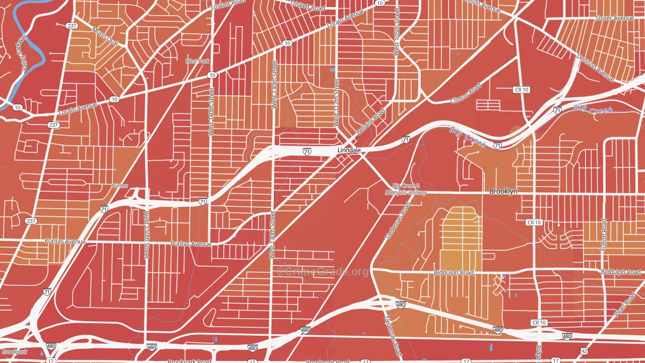 Linndale, OH Map of Vehicle Theft Rates