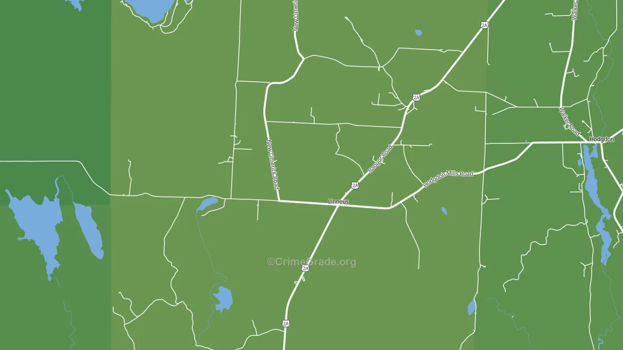 Linneus, ME Map of Vehicle Theft Rates
