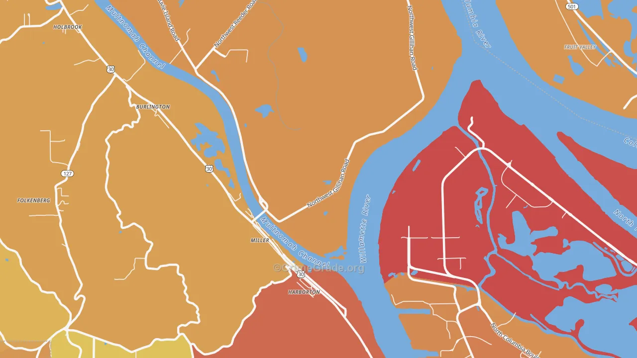 Linnton, OR Map of Vehicle Theft Rates