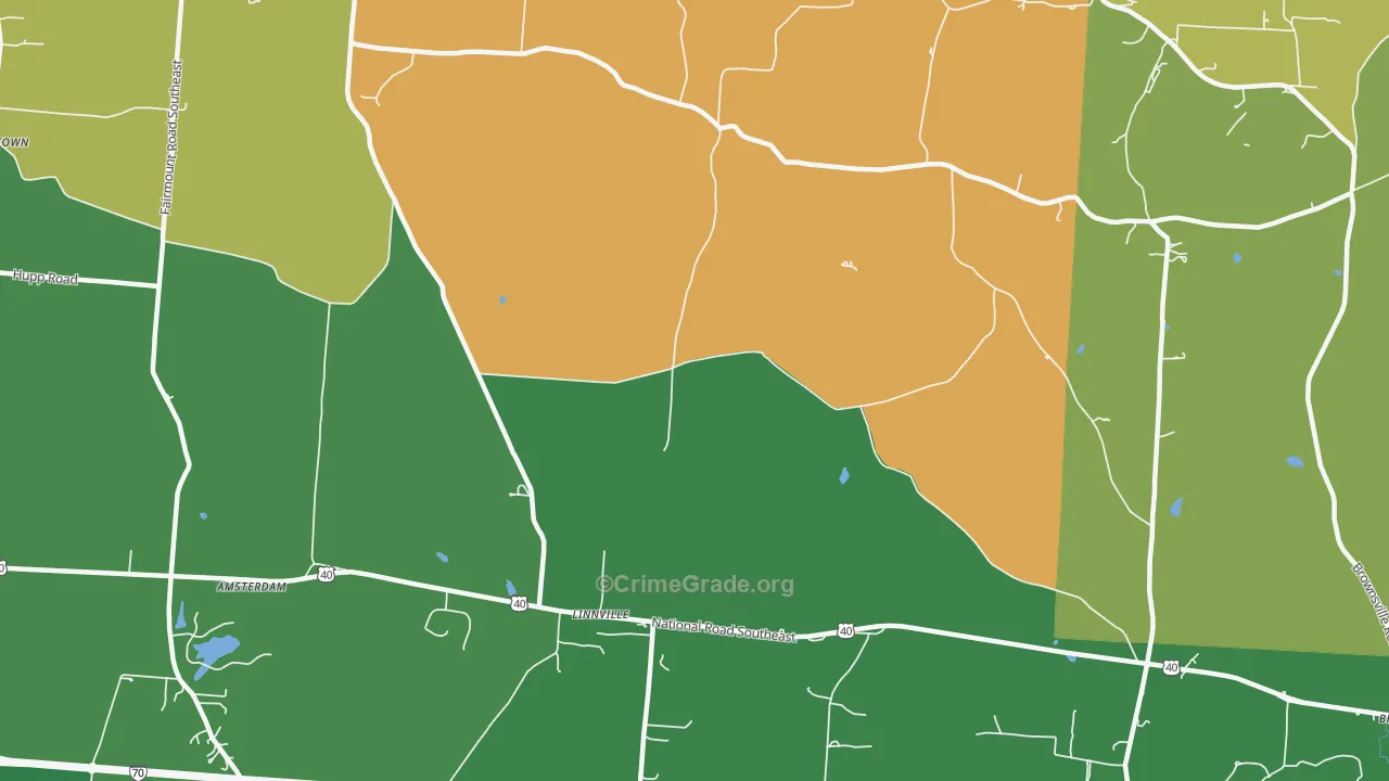 Linnville, OH Map of Vehicle Theft Rates