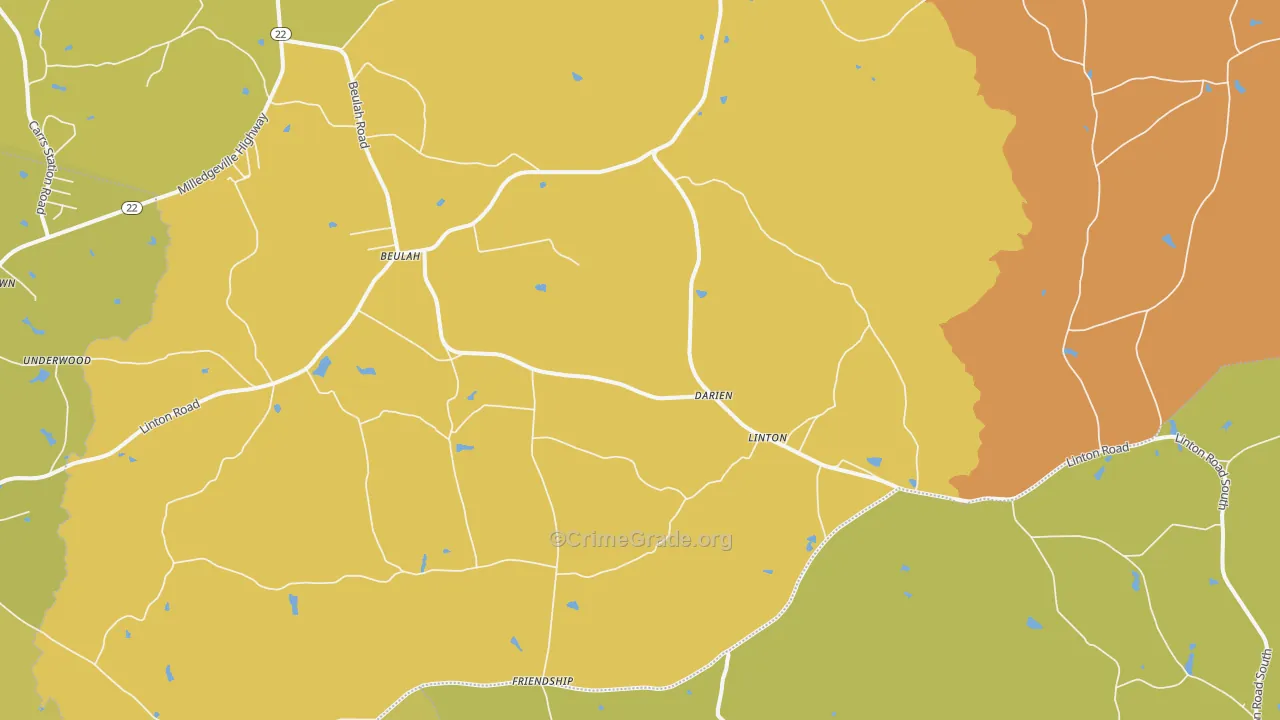 Linton, GA Map of Vehicle Theft Rates