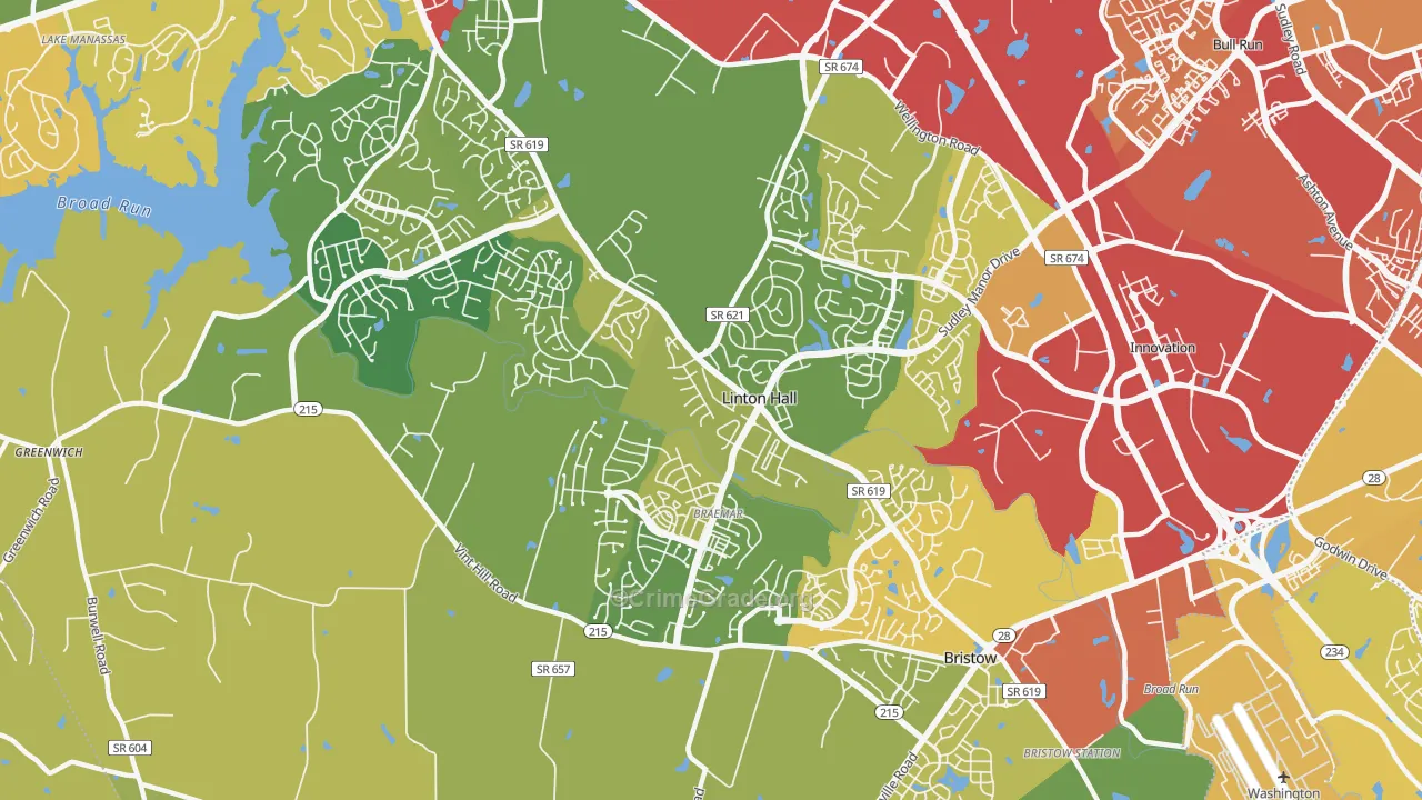 Linton Hall, VA Map of Vehicle Theft Rates