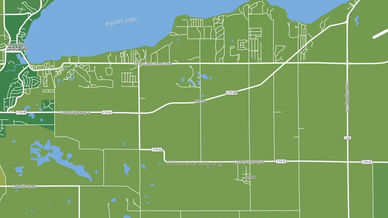 Linton, WI Map of Vehicle Theft Rates