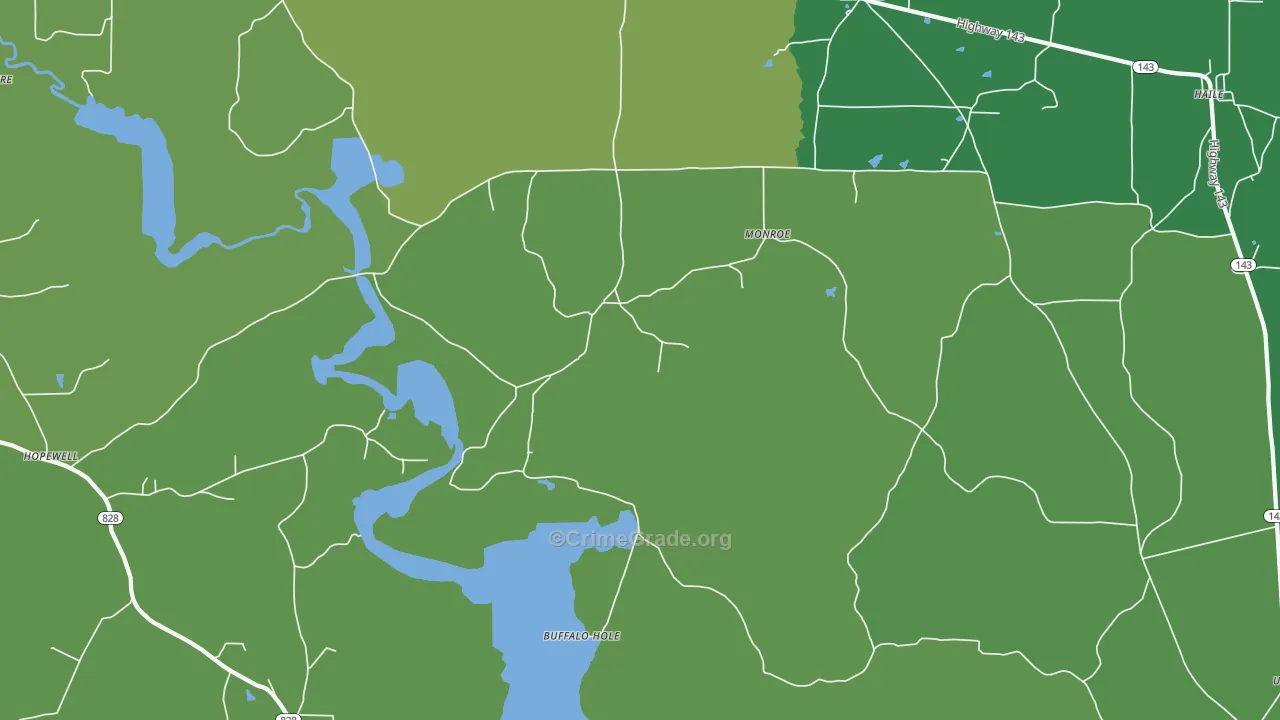 Linville, LA Map of Vehicle Theft Rates